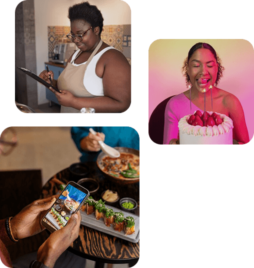 Grouped images showing the eazi gifting process
